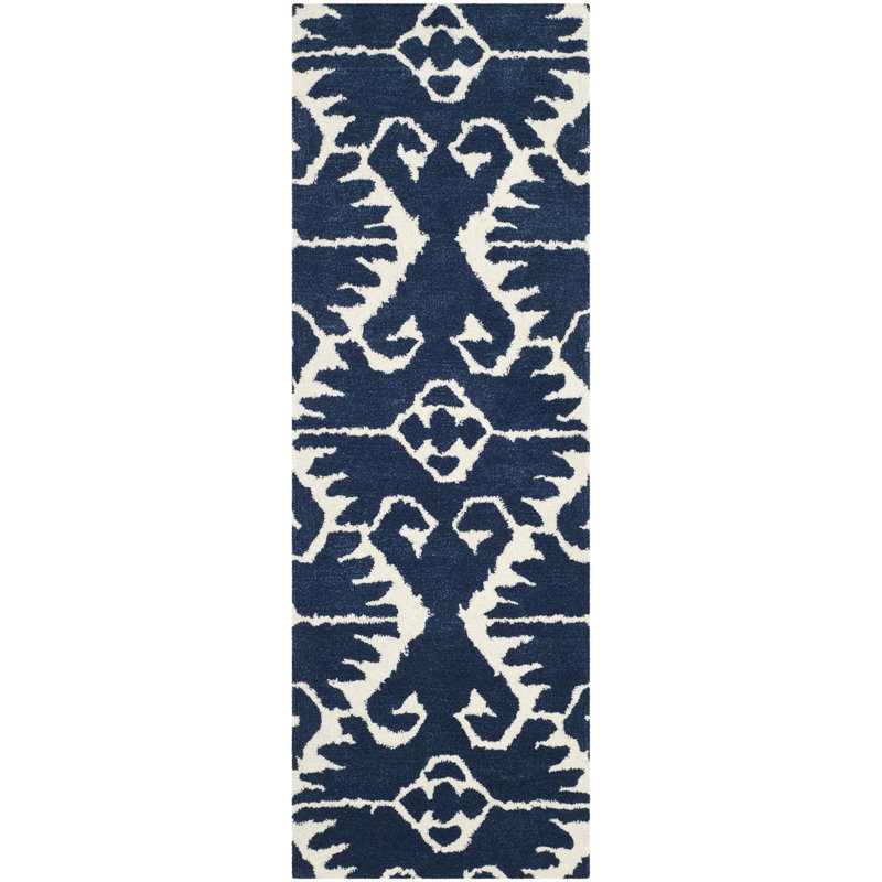 Kouerga bHand Tufted Wool Ikat Rug, Runner 2'3" x 9'