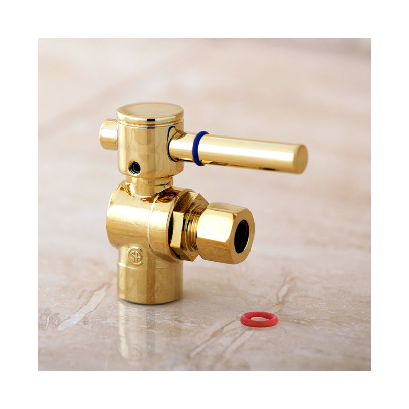 Kingston Brass Concord 1/2-Inch Sweat x 3/8-Inch OD Comp Quarter-Turn Angle Stop Valve, Polished Brass