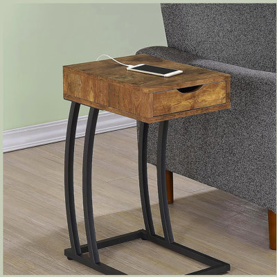 Table d'appoint antique muscade et bronze industriel
