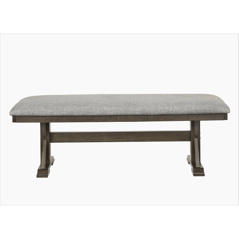 1pc Rustic Upholstered Dining Bench Rich Wood Finish Wooden Dining Room Furniture Brown