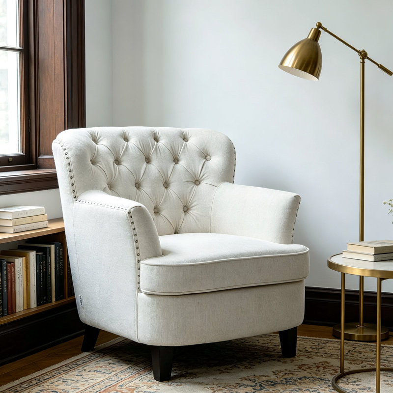 Upholstered Linen Accent Chair