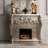 Esen LED Electric Fireplace, Scrolled Classical Silver Wood, 66 Inch