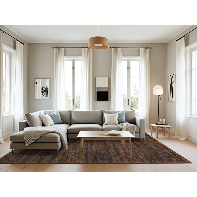 Machine Washable Trellis Brown Area Rug, Rectangle 8' x 10'
