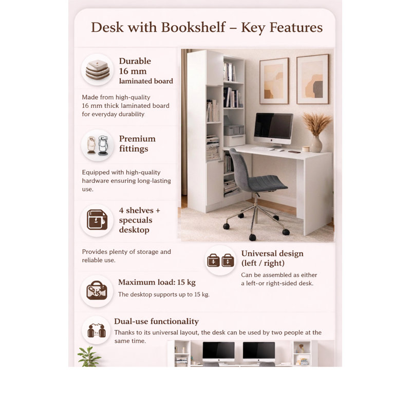 Amareya Writing Desk, White
