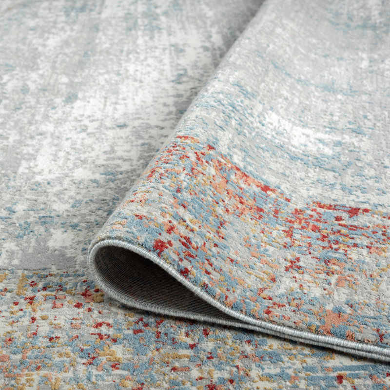 D Abstract Area Rug in Gray, Rectangle 8'6" x 11'6"