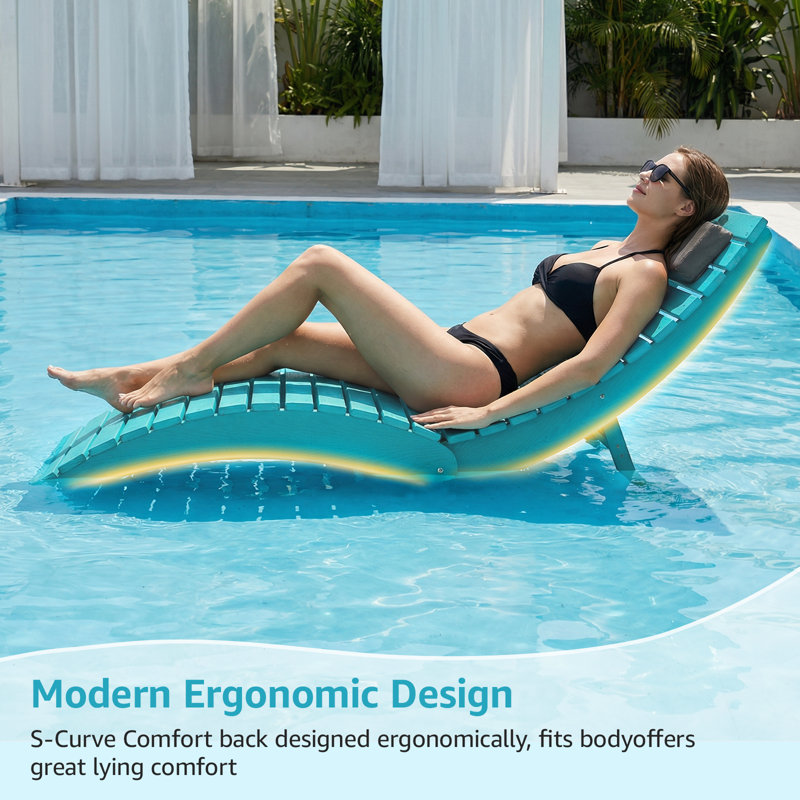 Chaise longue d'extérieur pliable en PEHD bleu, Bleu, 1 pièce