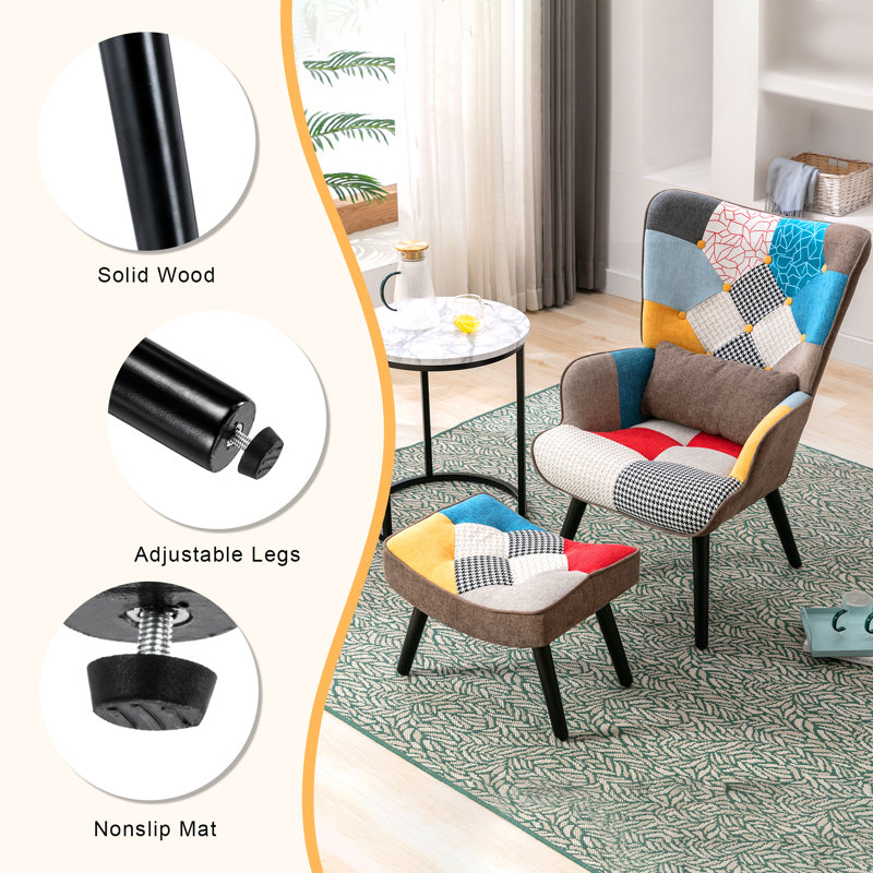 George Oliver Kohlson Wide Tufted Wingback Chair and