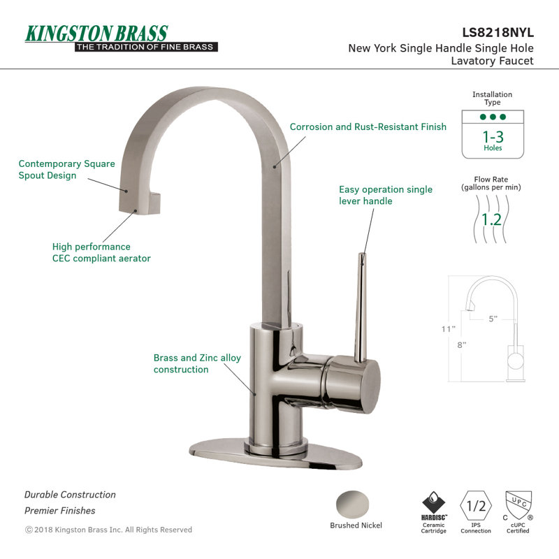 Matte Black Nickel Single-Handle Bathroom Faucet