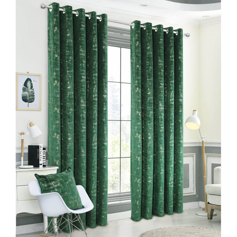 Conrada Room Darkening Curtain Pair, 229 W x 229 D cm, Green