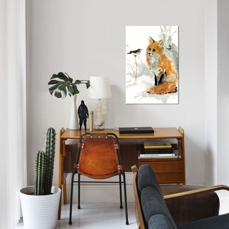 «Fox and Friend» par Carol Robinson - estampe numérique sur toile tendue avec châssis, H 18 po x l 12 po x P 1,5 po