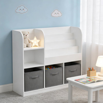 Multifunctional Bookcase With 3 Collapsible Fabric Drawers, Bookcase Display Stand