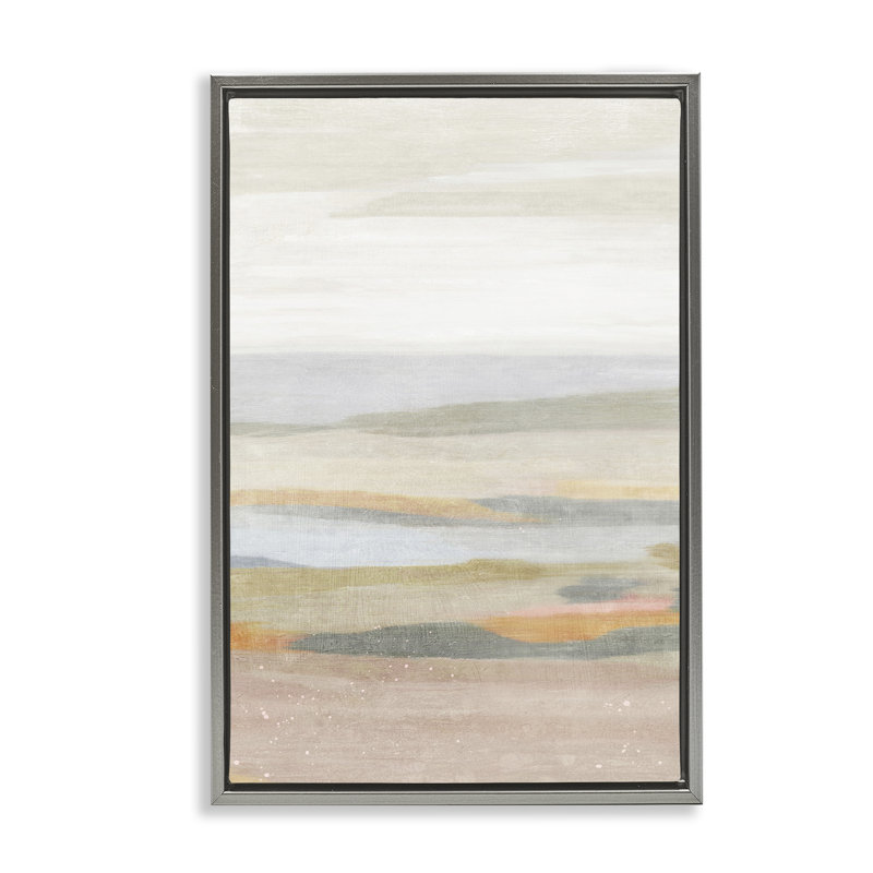 «Calming Neutral Beach» par Suzanne Nicoll, Cadre flottant gris lustré, H 25 po x l 17 po
