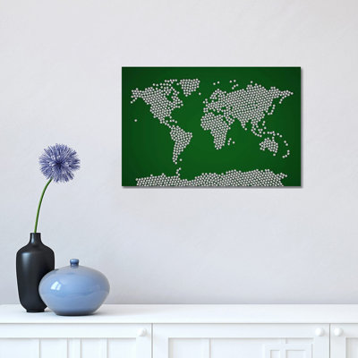 Football Soccer Balls World Map by Michael Tompsett - Wrapped Canvas Painting