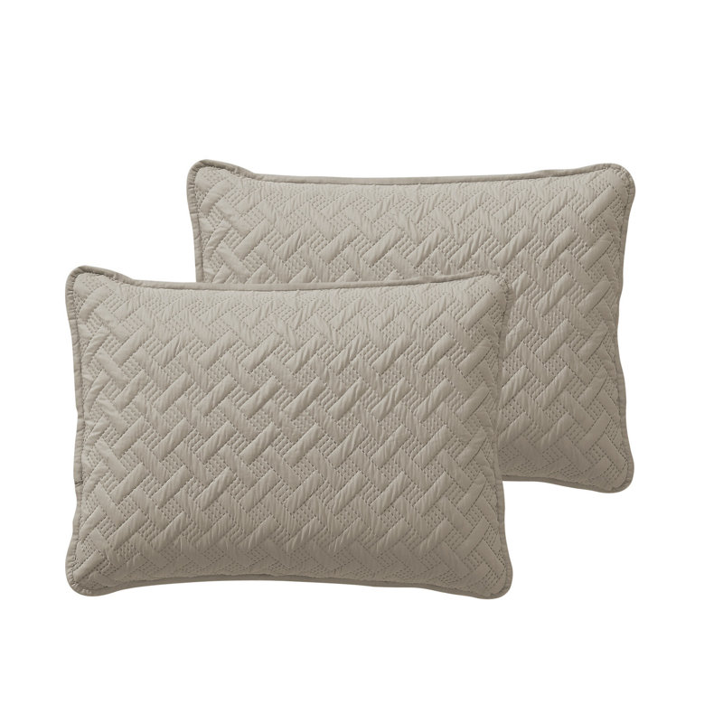 Ensemble de courtepointe à tissage de panier Nina, Couvre-lit double / grand + 2 taies décoratives, Taupe