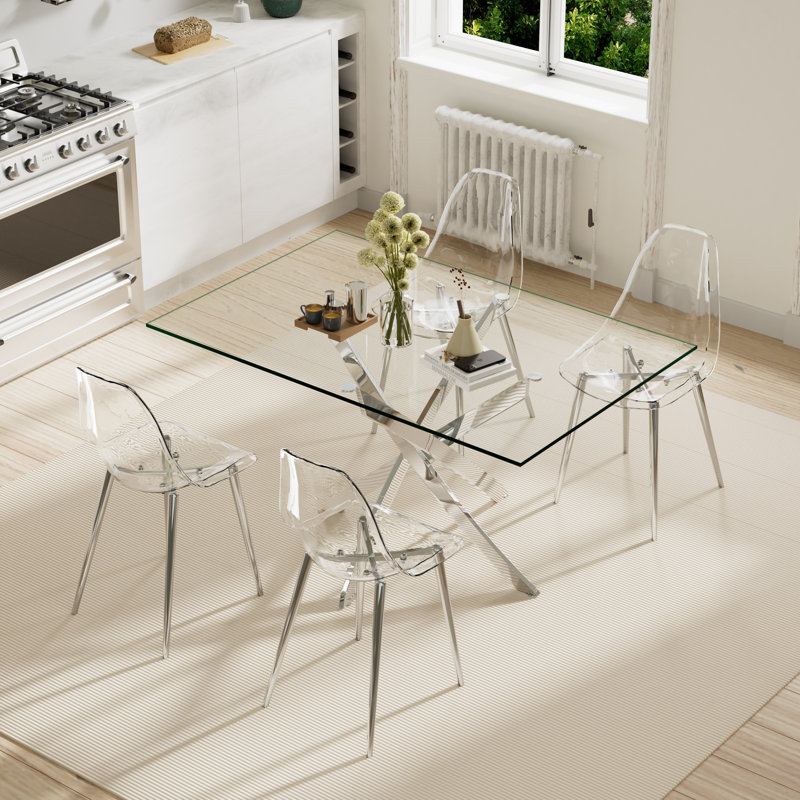 Ensemble de salle à manger Maesa, 5, Argent argent, H 29,5 po x l 51 po x P 31,5 po