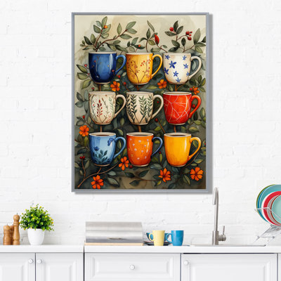 Red Blue Boho Morning Coffee Cups IV - Coffee Wall Decor