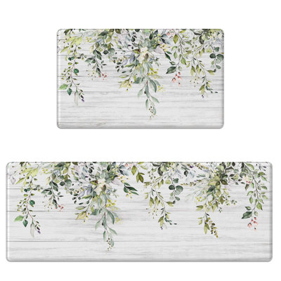 Ensemble de 2 tapis de cuisine anti-fatigue antidérapants imperméables et antidérapants verts pour plancher