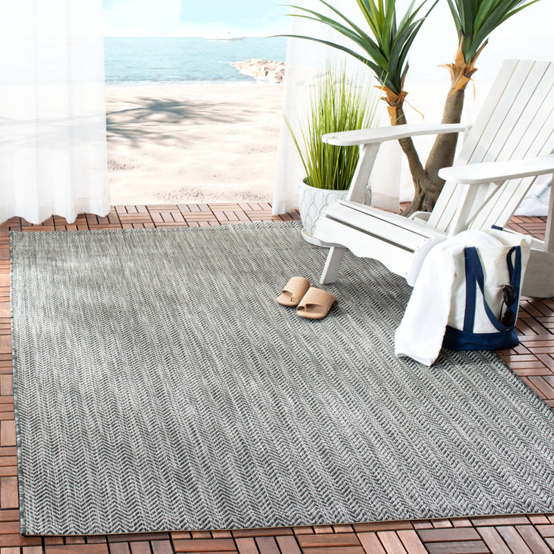Tapis intérieur / extérieur noir / beige Arneshia, Rectangle 5 pi 3 po x 7 pi 7 po