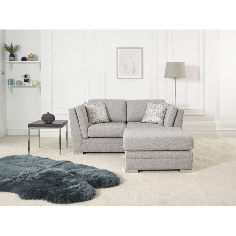 Charlotte Upholstered 2 Seater Sofa with Footstool, Light Grey