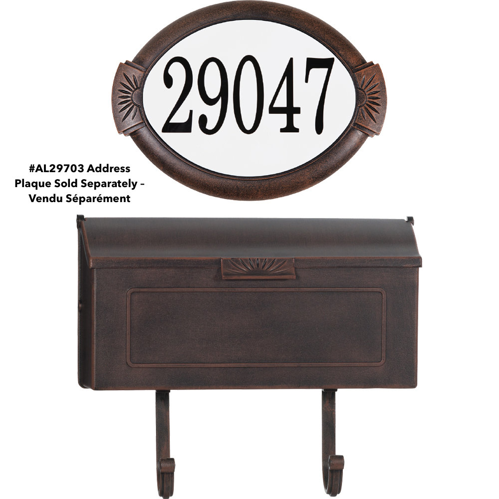 Cast Aluminum Wall-Mounted Mailbox, Antique Copper