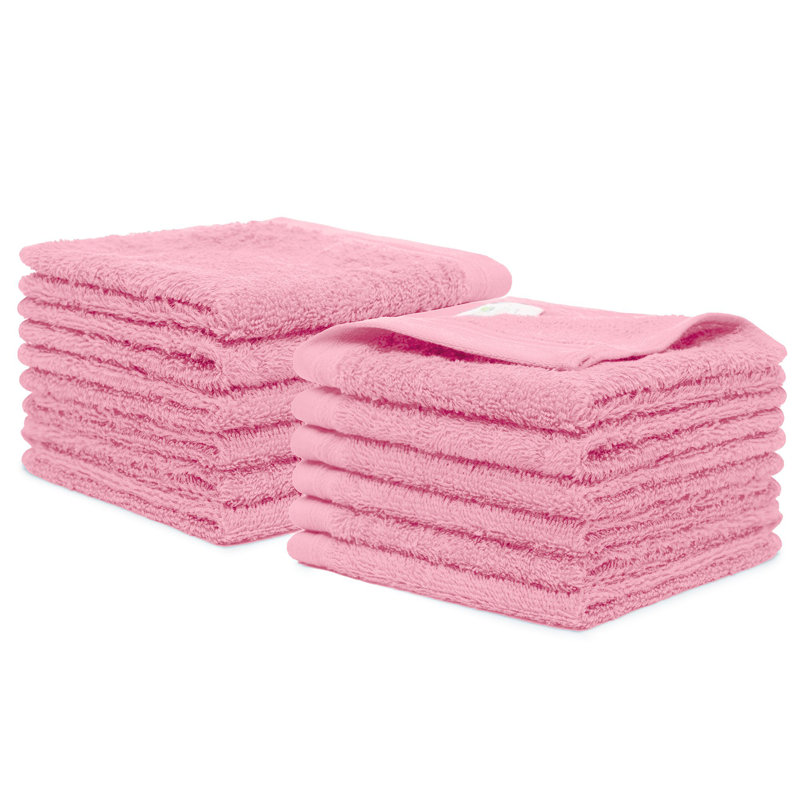 Graciela 12 Piece 100% Cotton Washcloth Set, Pink Rose
