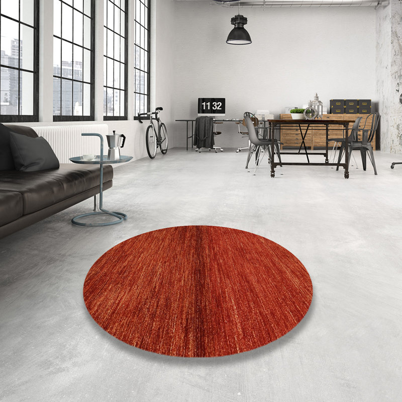 Tapis de zone rouge contemporaine, Rond 8 pi