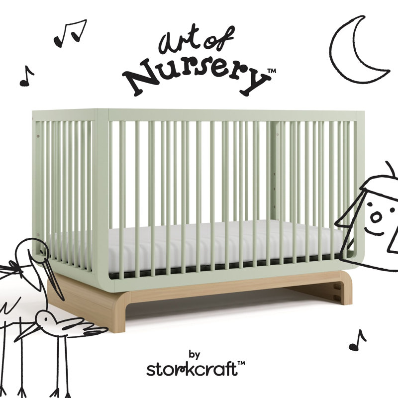 Santorini 5-In-1 Convertible Crib, Sage/Driftwood, Crib