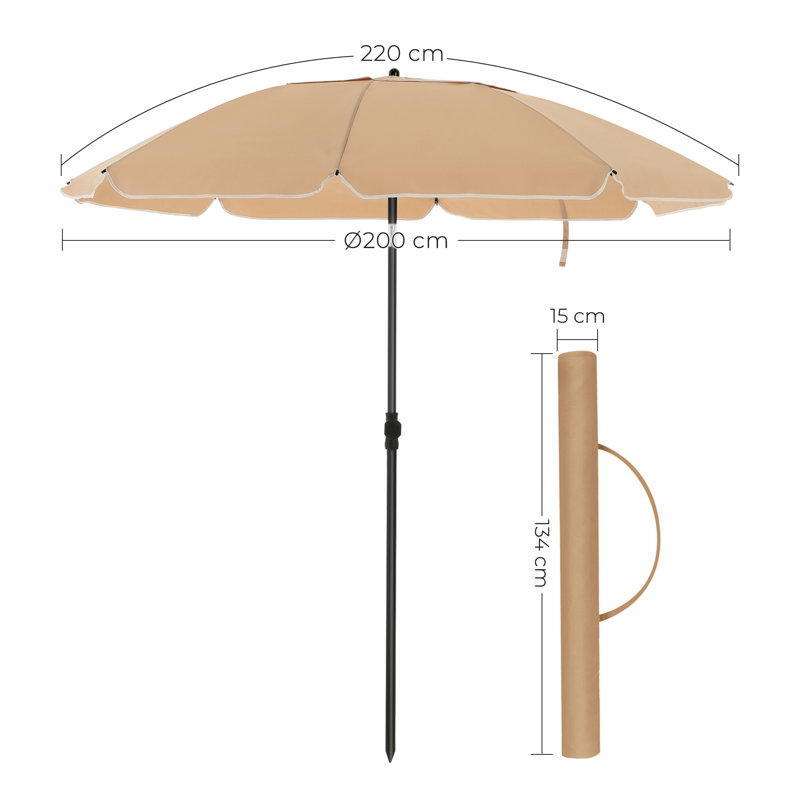 Braley Beach Parasol, Taupe, 230cm H x 200cm W x 200cm D