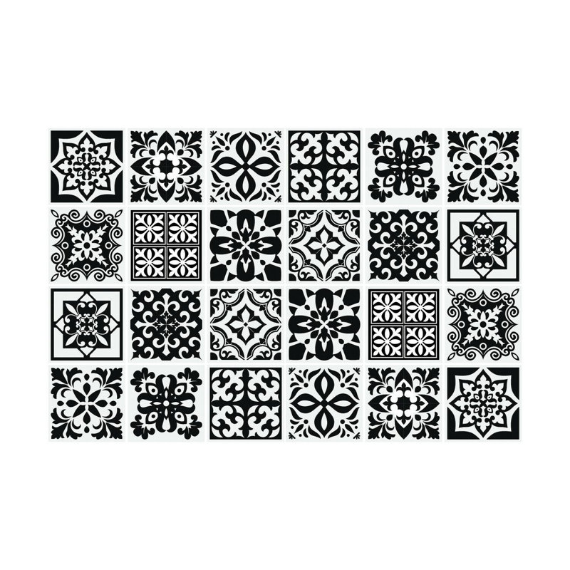 15cm x 15cm PVC Peel & Stick Mosaic Tile, Black/White