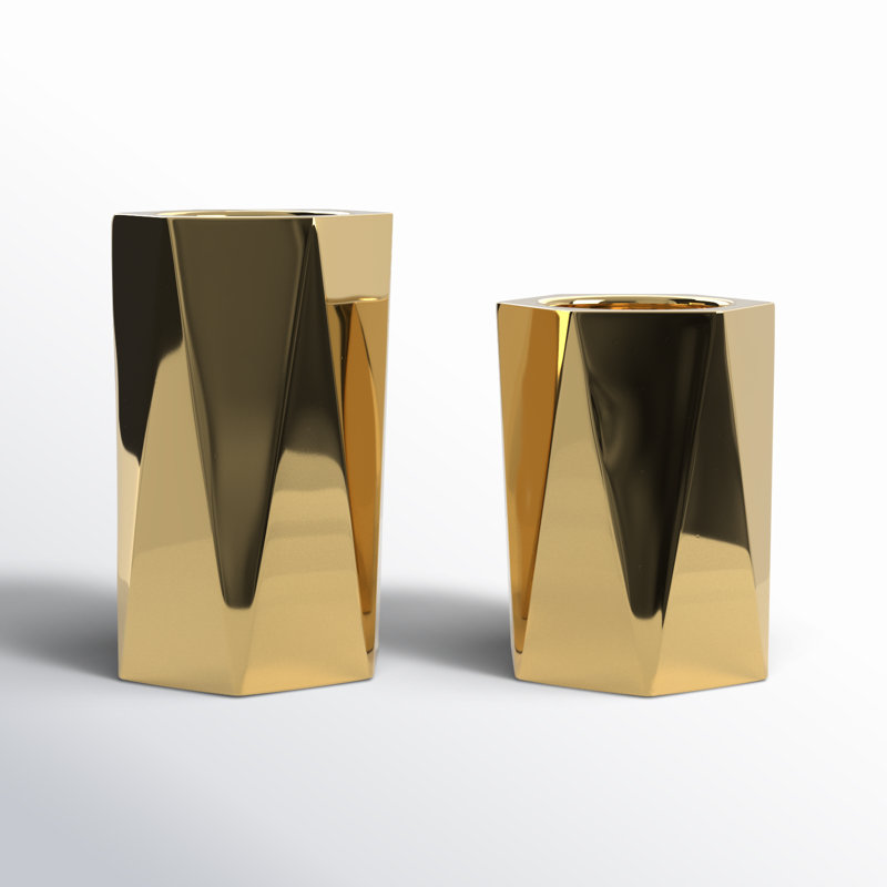 Ensemble de chandelles de table en acier inoxydable 2 pièces, Or