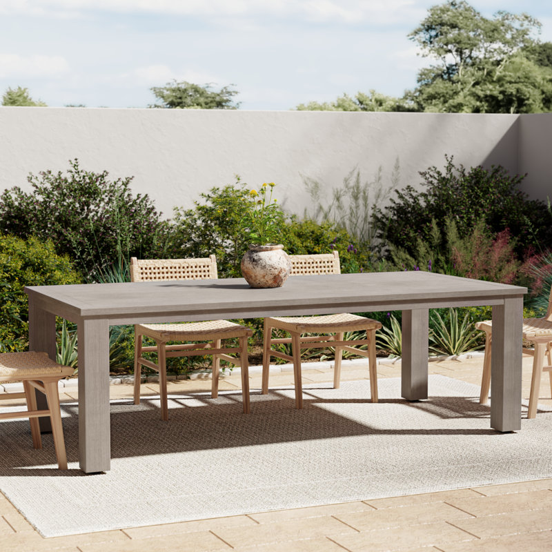 Pascaline Rectangular Metal Outdoor Dining Table With Umbrella Hole , 42.13'' in. W 90'' in. D