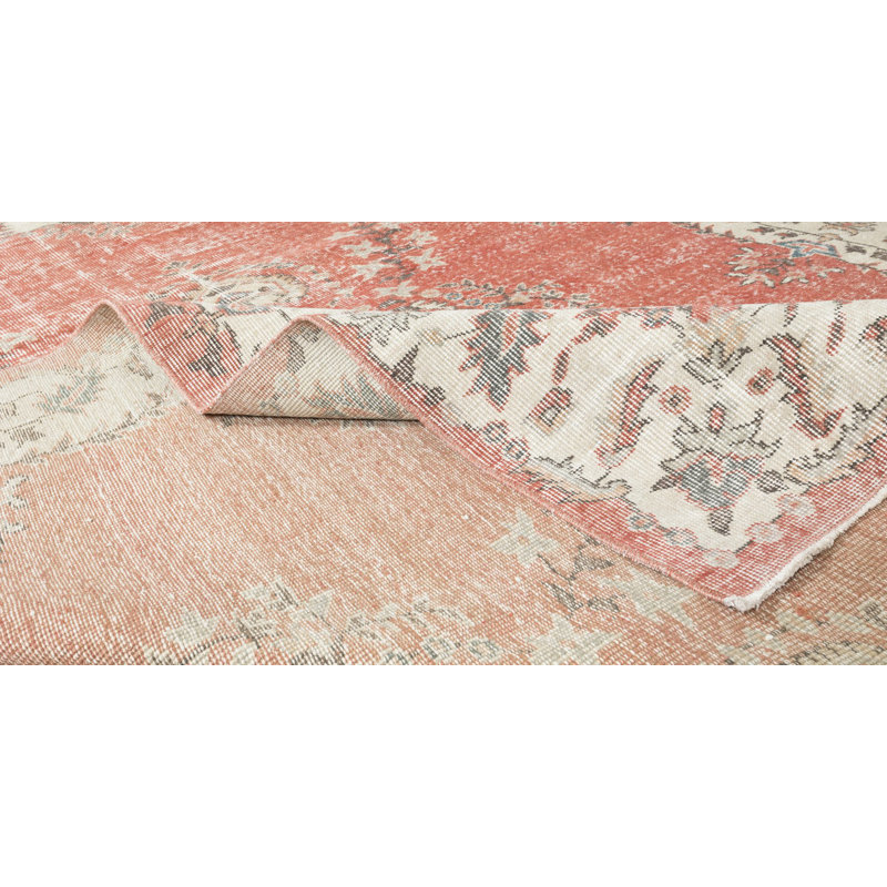 Tapis en laine noué à la main Anatolian Oushak, revêtement de sol traditionnel des années 1960