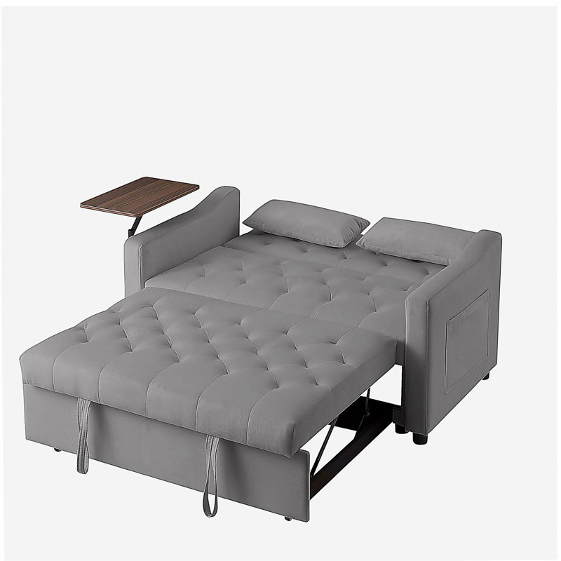 Grey Velvet Sofa Bed, Gray