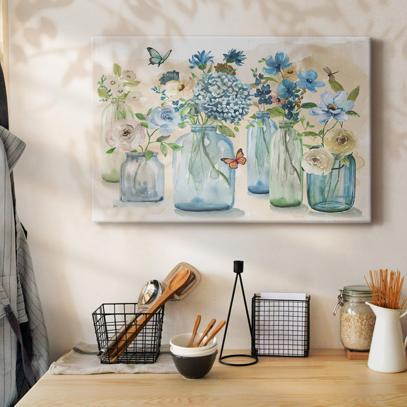Toile tendue avec galerie Blue Butterfly Garden, H 12 po x l 18 po
