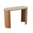 Cole And Grey Wood Curved Support Console Table With Beige Oval Marble Tabletop
