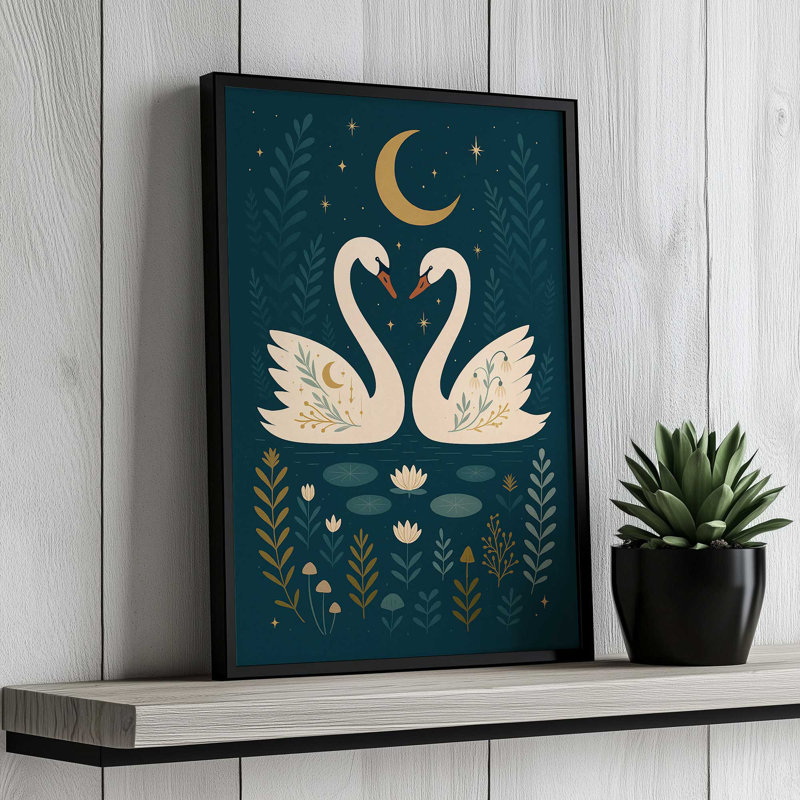 Reproduction d'art «Coccinelles au clair de lune» par Andrea Lauren, H 18 po x l 12 po, Doré