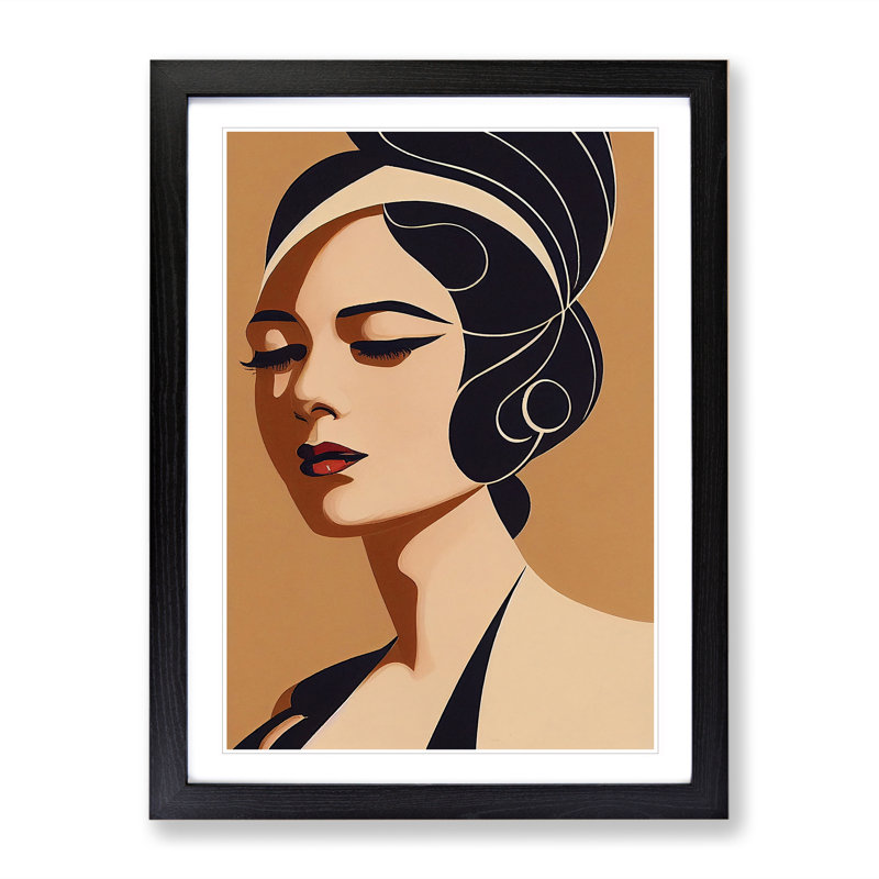 XV1022-5297X Woman Art Deco No.1 - Single Picture Frame Print, 46cm H x 34cm W x 2cm D, Black