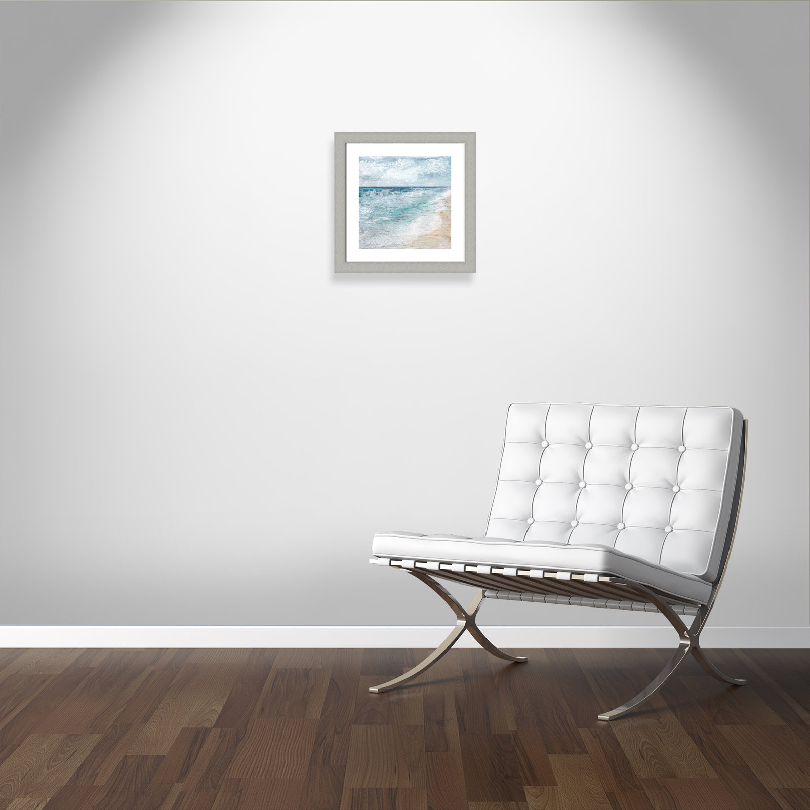 Basel "Shore Walk" Print, Brushed Silver, 18.5" H x 18.5" W x 1.25" D