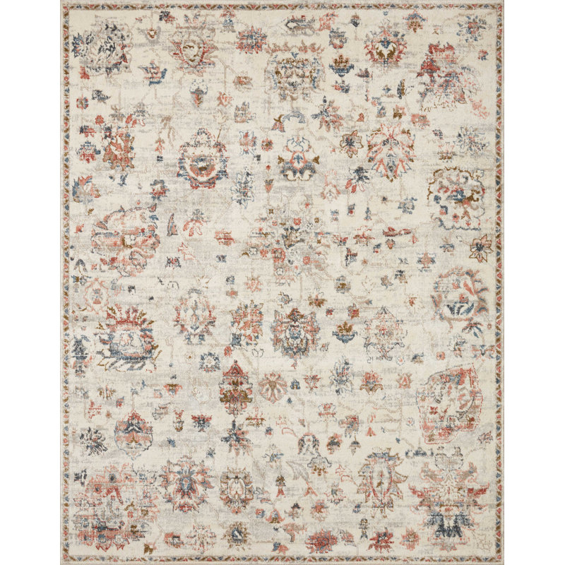 Tapis ivoire / gris Limaville, Rectangle 3 pi 9 po x 5 pi 9 po