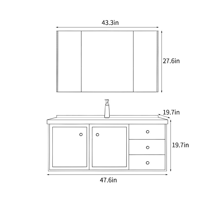 American style retro vanitie bathroom cabinet.