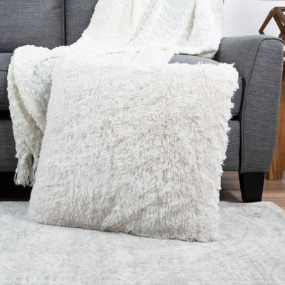  Coussin moelleux - Coussin décoratif de luxe carré de 24 pouces et housse à poils longs Glam