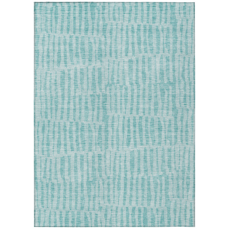Tapis bleu sarcelle et turquoise à rayures 8 pi x 10 pi