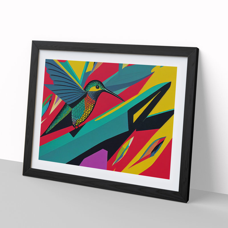 Unique Abstract Hummingbird - Framed Print, Black, 34cm H x 46cm W x 2cm D