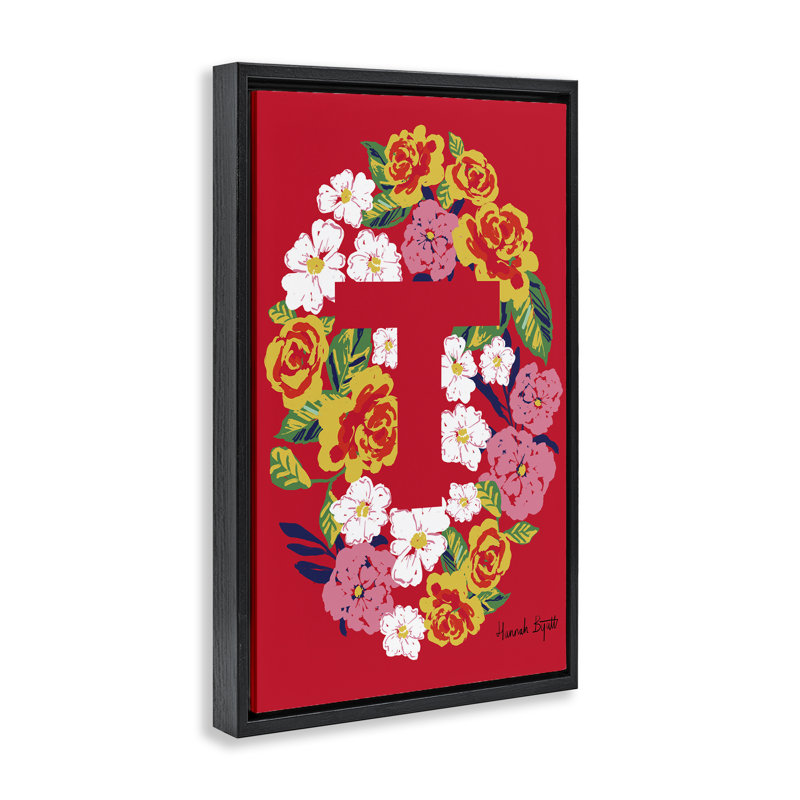 Toile flottante encadrée «T» par Hannah Louise Byatt, Cadre flottant noir de jais, H 25 po x l 17 po