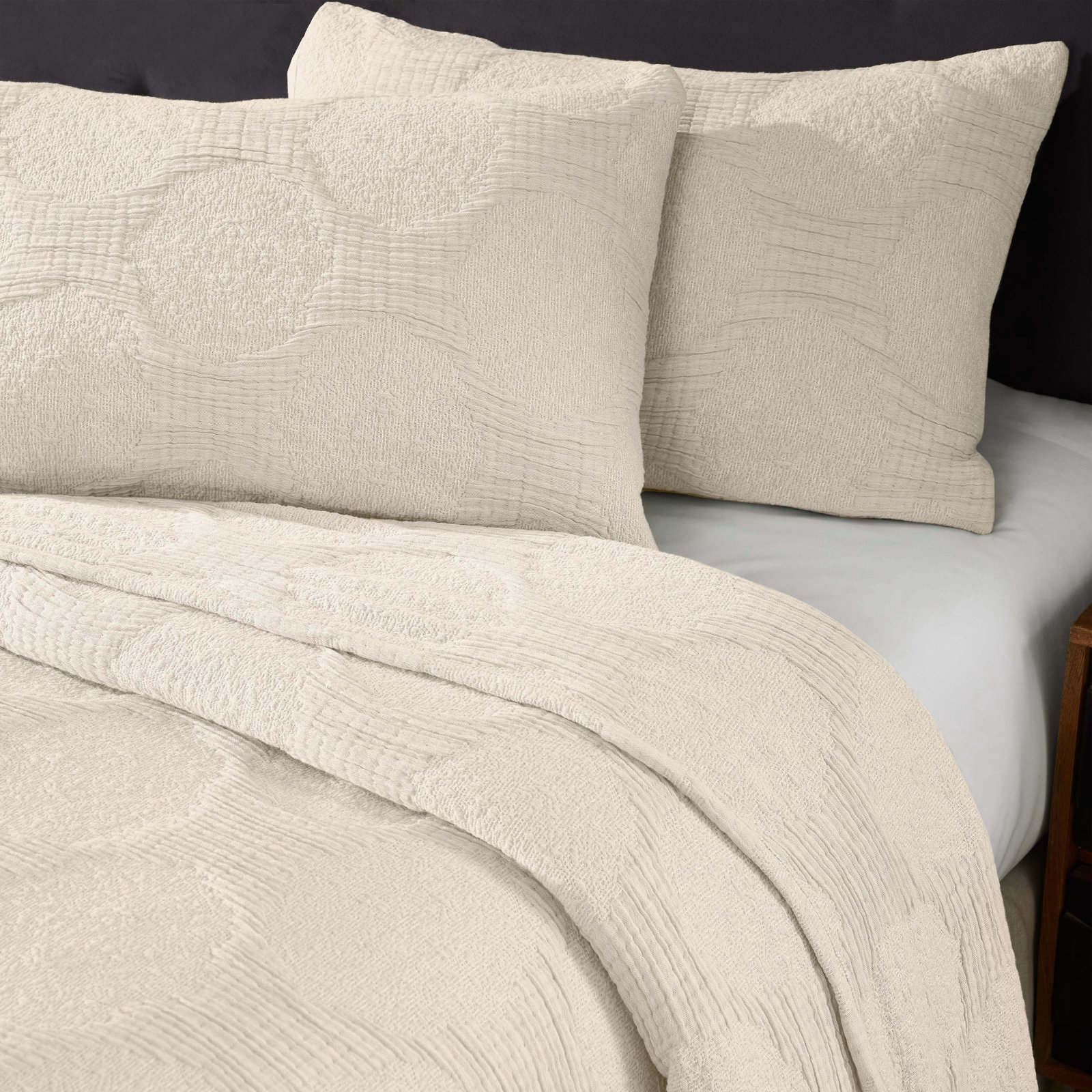 Cotton Coverlet Set, Queen Coverlet, Ivory