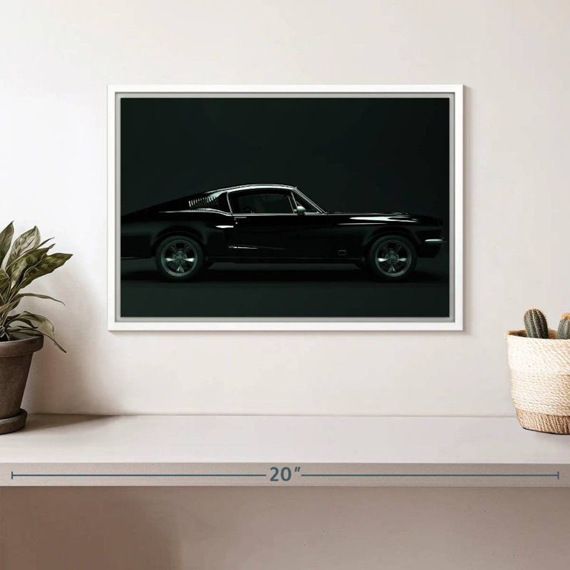 Voiture rétro élégante, Cadre flottant blanc, 13 po x 9 po