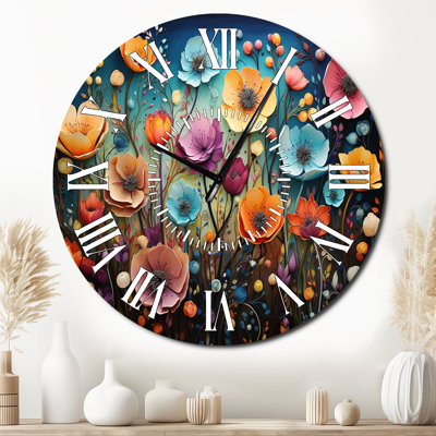 Horloge murale florale fantaisiste