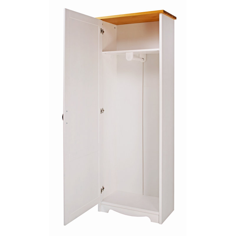 Ferrell 1 Door Solid Wood Wardrobe, White