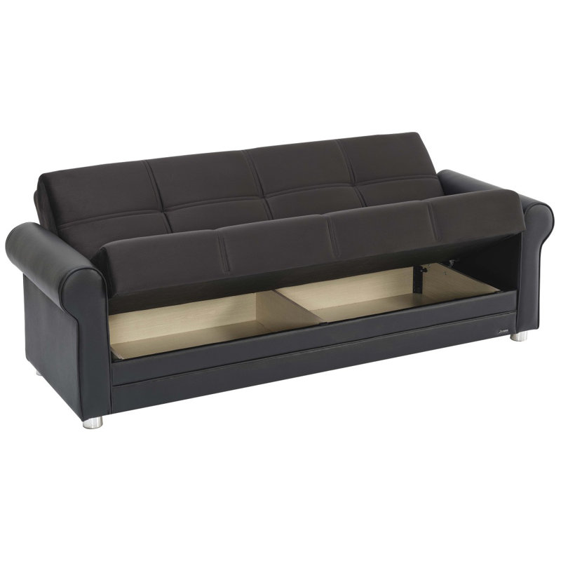 Canapé-lit rembourré avec rangement Ithara Collection, Polyester noir