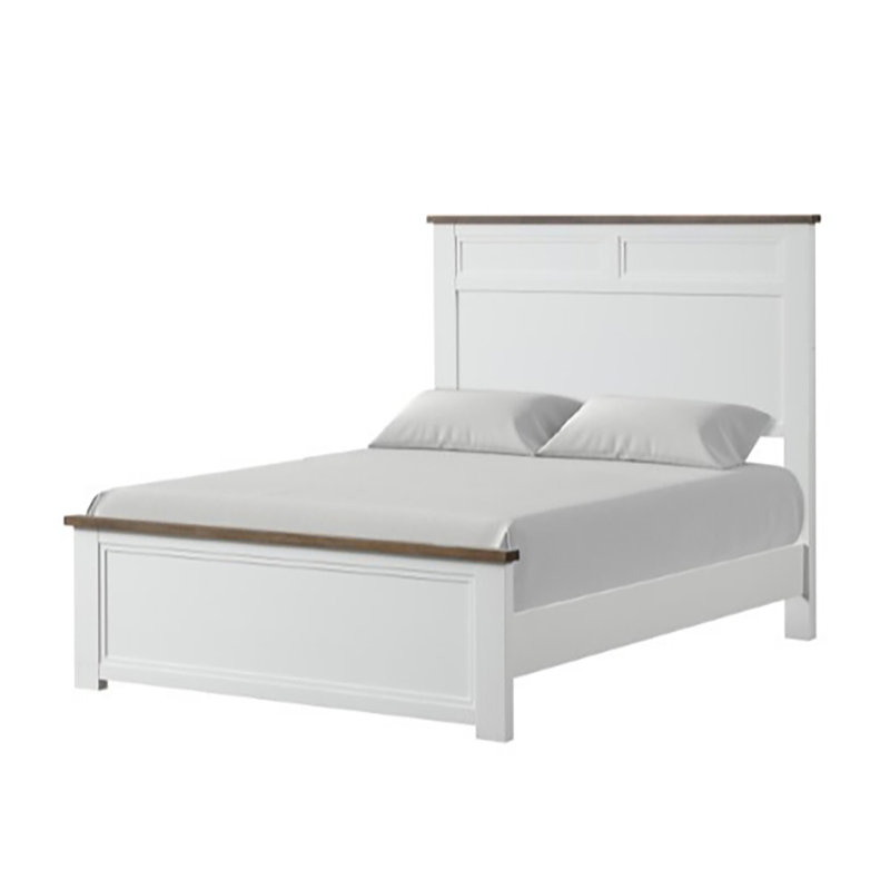 Lit à panneau Giordani, Blanc / Brun foncé, Double